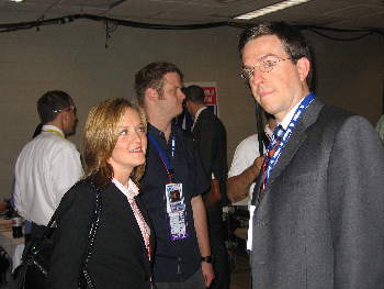 Samantha Bee and Ed Helms of the Daily Show